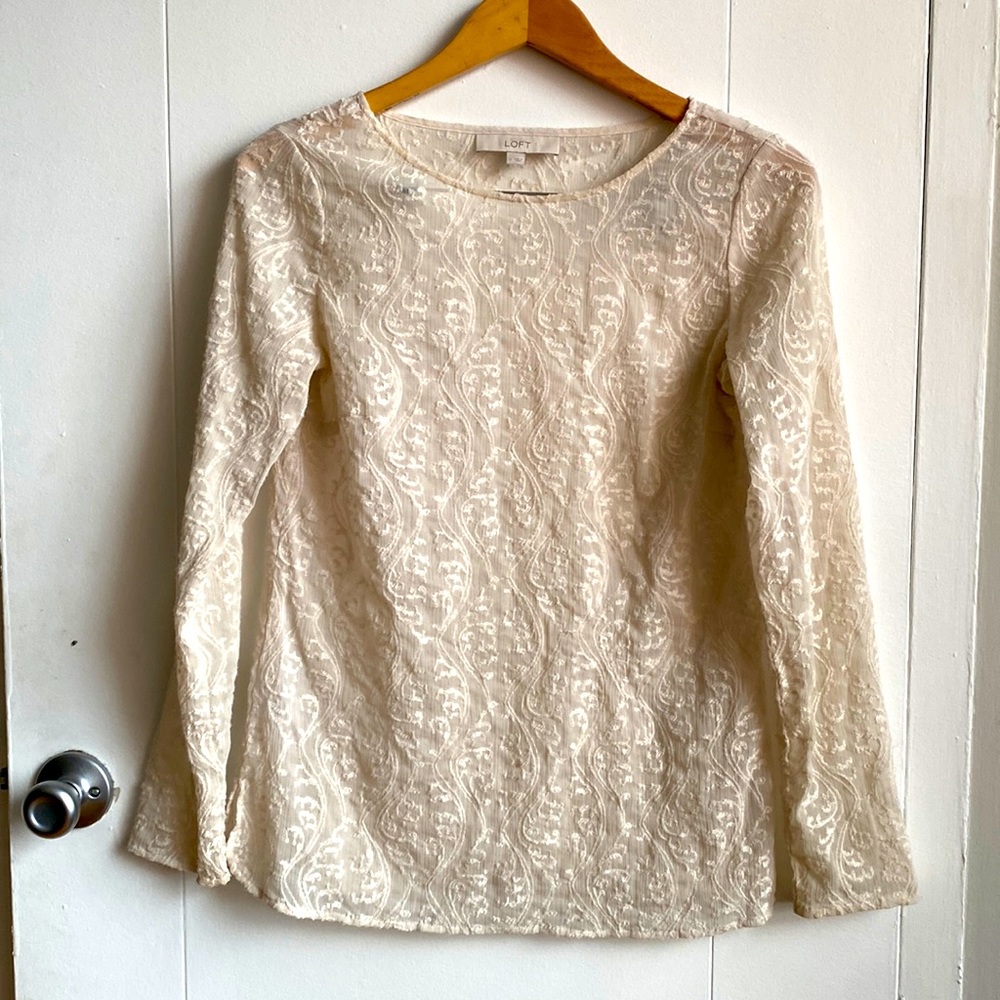 Chiffon/lace work layering top loft size S